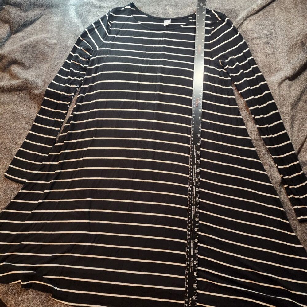 Old Navy Womens Black White Striped Long Sleeve Swing Dress Womens Medium